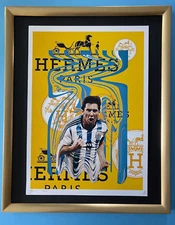 DEATH NYC Signed LARGE Print Framed RARE Lionel Messi Graffiti Pop Art + COA