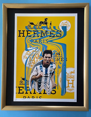 DEATH NYC Signed LARGE Print Framed RARE Lionel Messi Graffiti Pop Art + COA