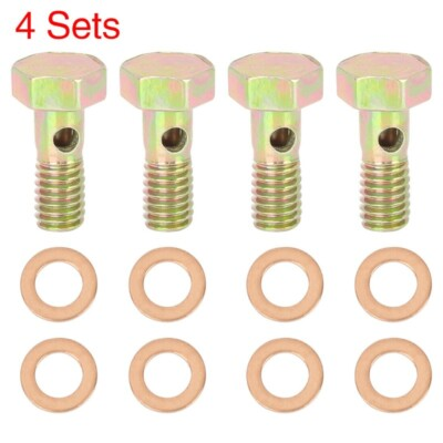 #ad 4 Sets M6x1.0mm Metric Thread Banjo Bolts Brake Fitting Adapter with M6 Washers $5.88