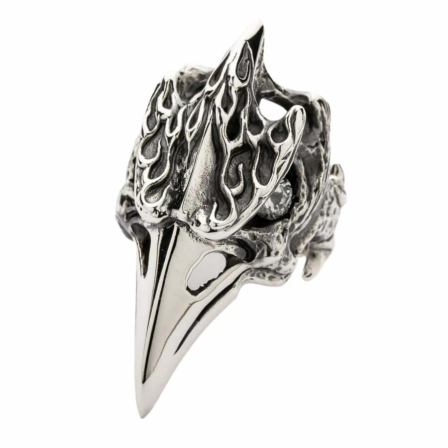 Anillo de plata esterlina 925 dinosaurio cálao motociclista calavera gótica esqueleto para hombre nuevo Foto 4 de 4