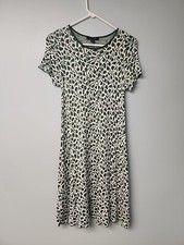 Ann Taylor Womens Dress Sz XS Floral Green White Cap Sleeve A Line Knit 