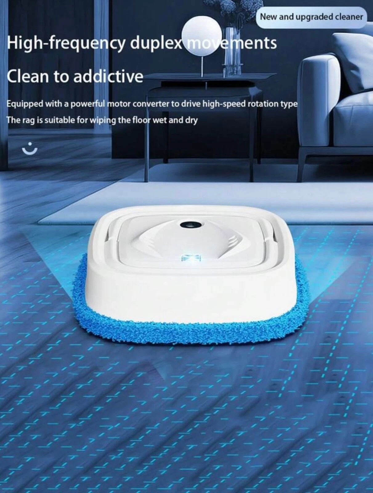 Bathroom Floor Mop Vacuum Cleaner Robot 2-In-1 Dry & Wet Home Cleaning Robot Wit