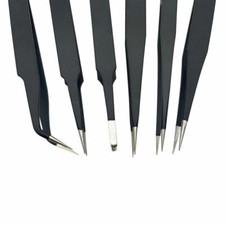 6 Pcs ESD Anti-Static Tweezer Set Tweezers Maintenance Tool Stainless Steel