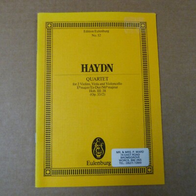 mini pocket score HAYDN Quartet E flat major Op 33/2  , eulenburg 52