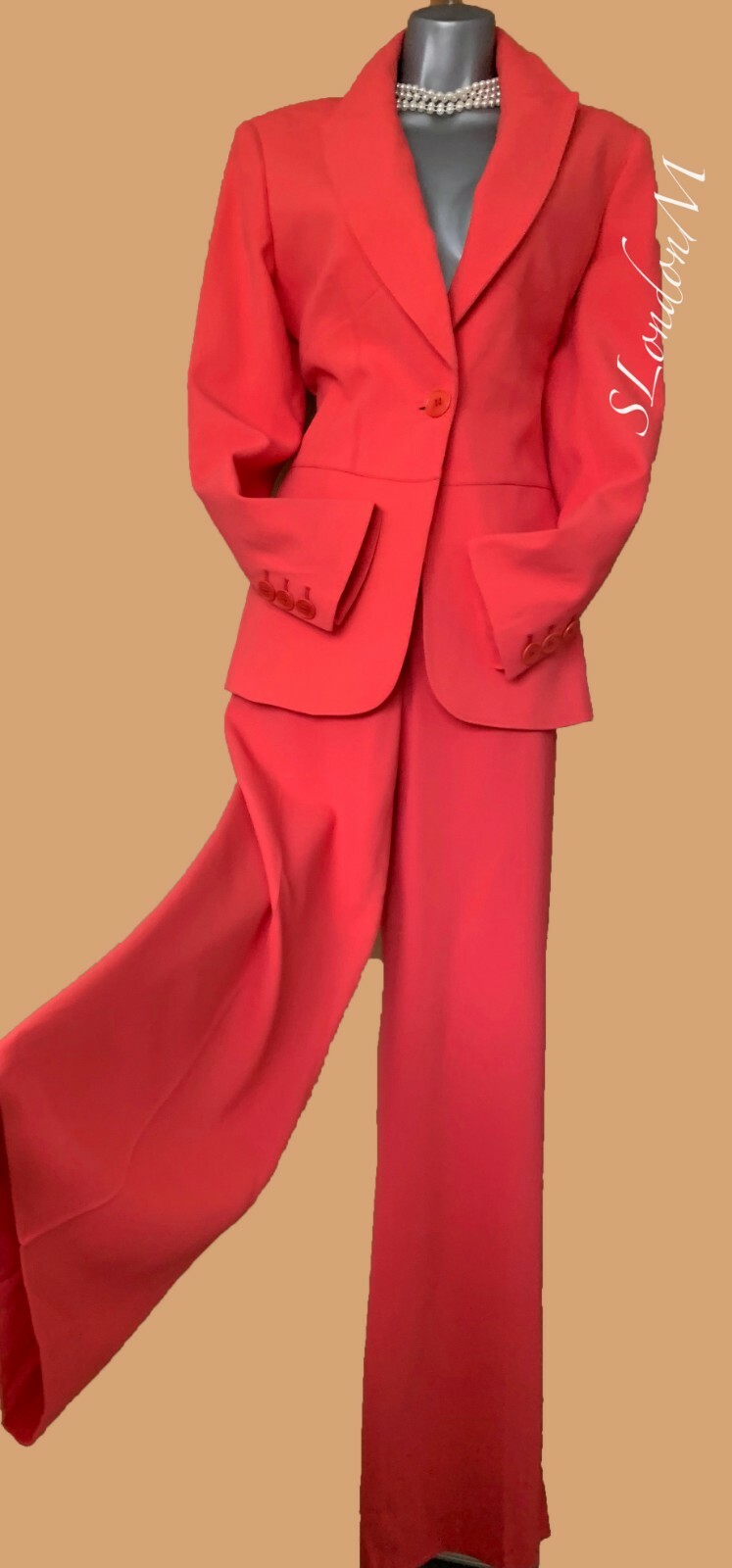 karen millen red trouser suit