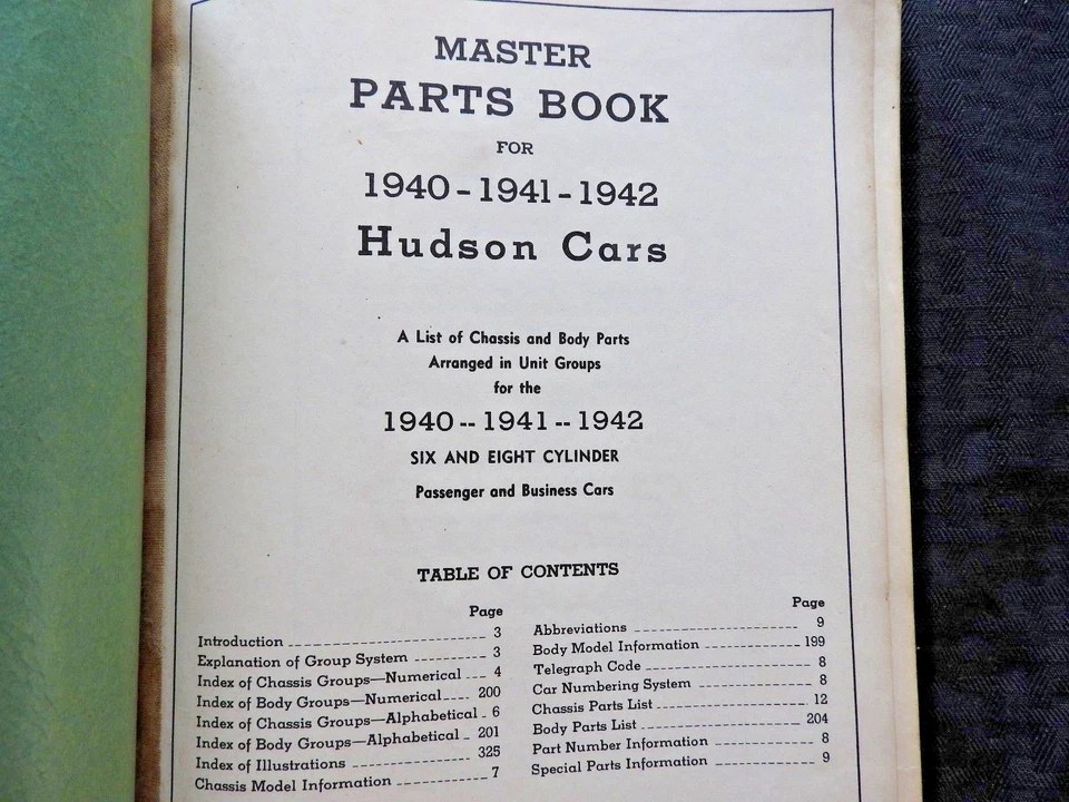 1940 1941 1942 HUDSON SIX TRAVELLERS DELUXE SUPER COUNTRY CLUB BIG BOY LIBRO DE PIEZAS Foto 2 de 4