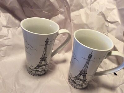 222 Fifth - City Scene -(3)Pc Black and White Tall Latte Mug 1 Dinner Plate  | eBay