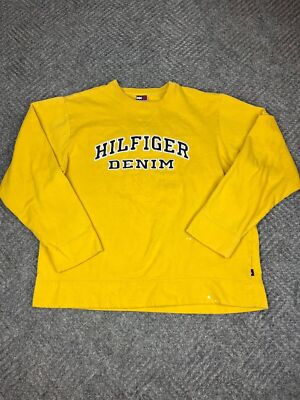Vintage Tommy Hilfiger Denim Sweatshirt Adult Large Yellow pullover Mens