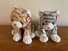 TY Beanie Buddies Silver & Amber Tags Plush Lot Orange Gray Vintage Kitten Cats