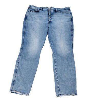 Good American Jeans Plus 24 Blue Good Curve Skinny  Button Fly High-Rise Stretch