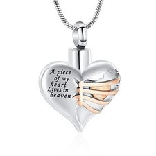Heart Cremation Urn Necklace Pendant for Human Ashes - A Piece of My Rose Gold