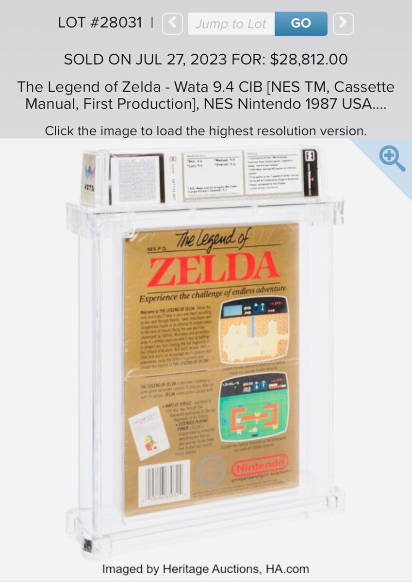 nes legend of zelda cib 1st print tm box