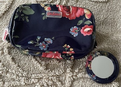 Cath Kidston Floral blau Damen Make-up Tasche mit Kosmetikspiegel Reißverschluss 7-4 Zoll