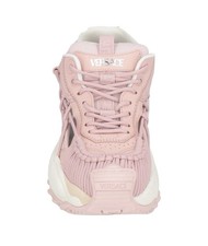 Versace M VS 01 Pink White Women's Low Top Fabric Lace Up Comfort Sneakers
