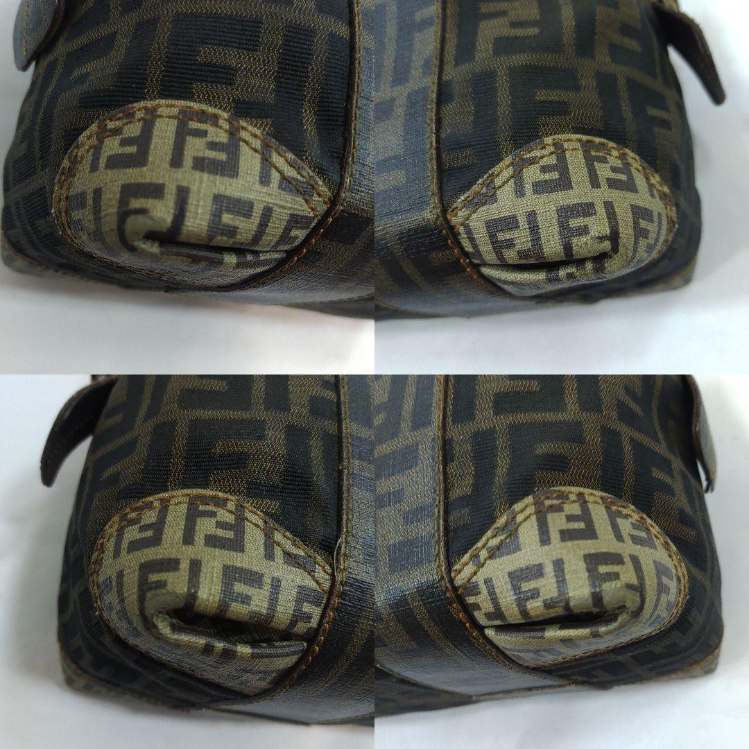 FENDI Mini Boston Bag Hand Bag Tote Purse FF Zucca PVC Canvas Khaki Authentic thumbnail 7