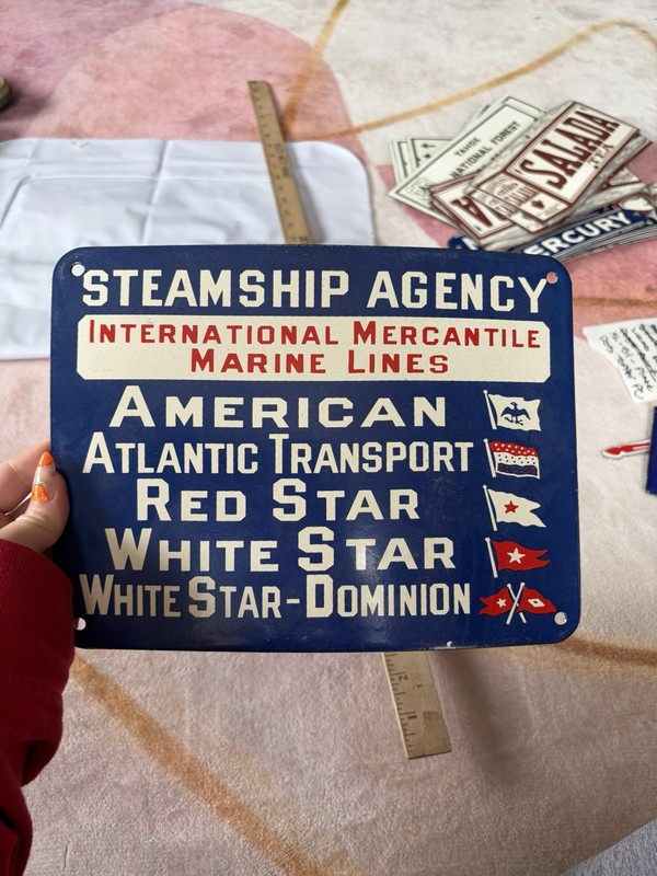 Porcelain Steam Ship Agency Rectangle Sign