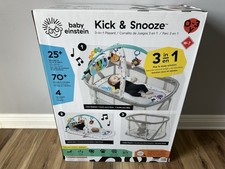 Baby Einstein Kick  Snooze 3-in-1 Foldable Playard Bassinet Gym Sleeper Age 0-3