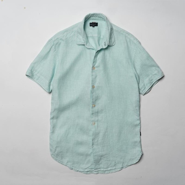 Men Paul Smith Shirt Turquoise Linen 36 / S / 44
