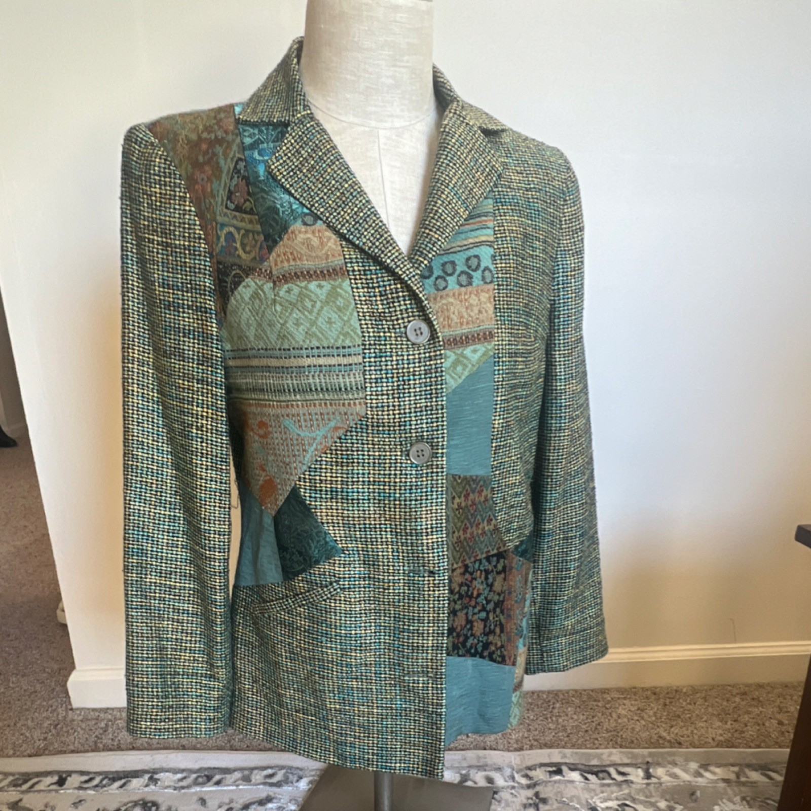 Canvasbacks Patchwork Multicolor Silk Blend Blaze… - image 19