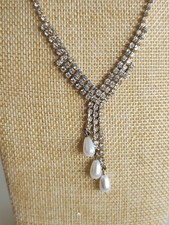 Elegant Necklace Rhinestone Faux Pearl drop Wedding Prom