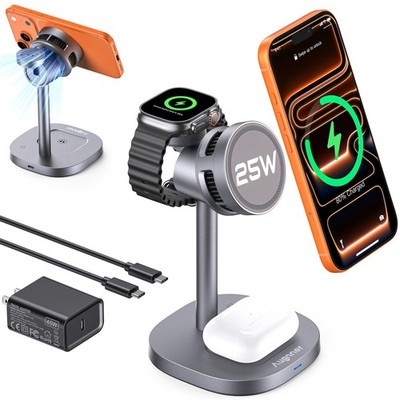 3 in 1 Wireless Charging Station, Qi2.2 25W Certified Fast Magnetic Charger, ...
