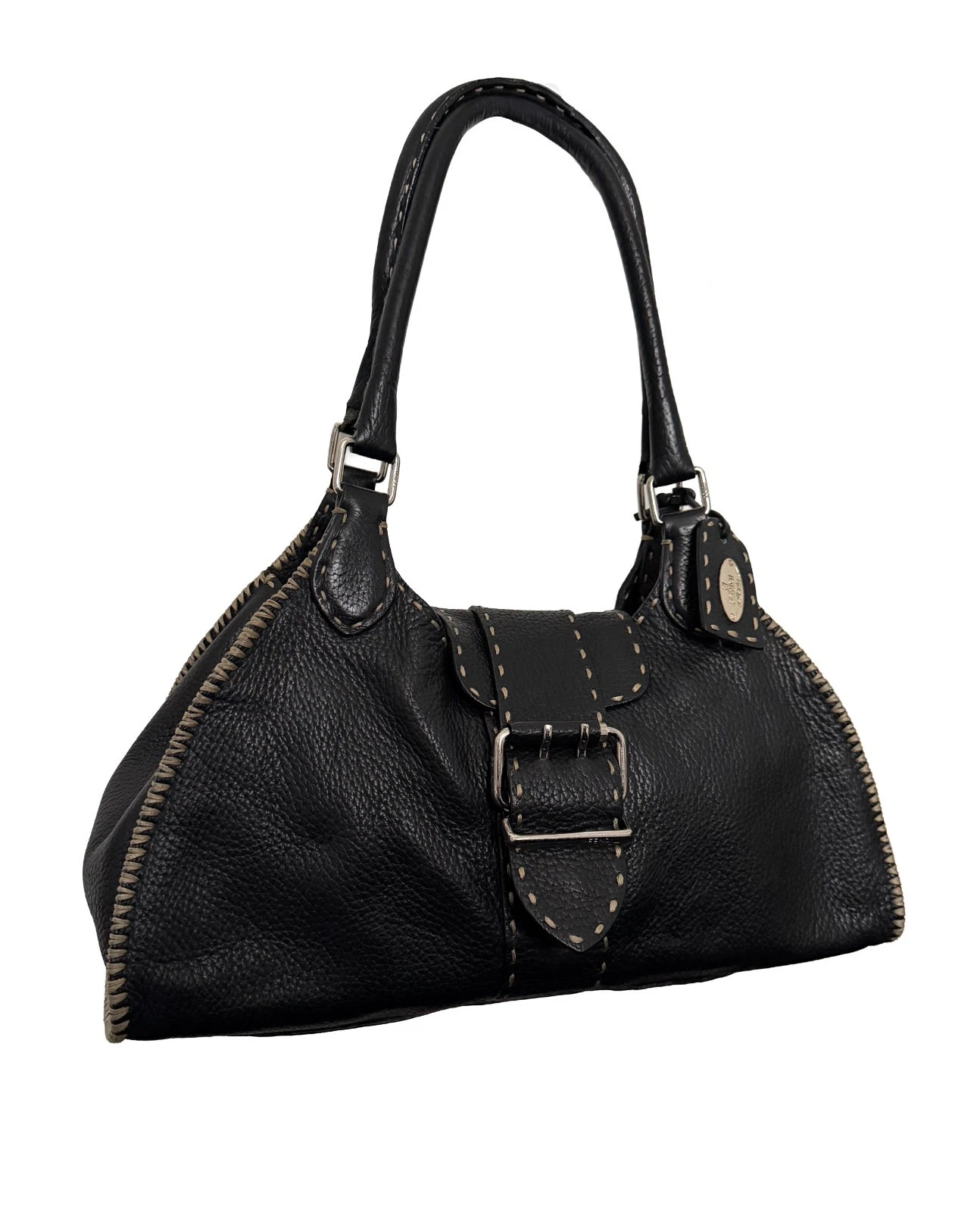 Fendi — Fendi Selleria Sporty Black Leather Shoulder Bag Very Good Condition