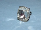 1940s SIZE 7 ADJUSTABLE HUGE FOIL BACK GLASS RHINESTONE RING SILVER TONE 1 1/8"