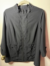 Zenergy by Chico  s Black Utility Jacket Size 1 Medium Zip Front Drawstring