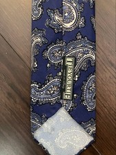 Tie Your Tie Navy Floral Paisley Sette Pieghe Silk Tie Handmade Italy Near Mint