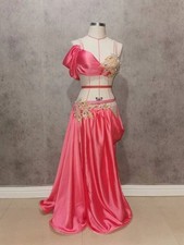 Belly dance performance dress suit Handmade stone bra split dyed skirt 2 pieces