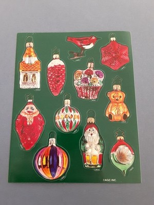 vintage AGC glass  xmas ornaments sticker sheet