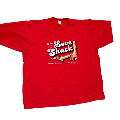 Vintage Love Shack Cafe Red T-Shirt XXL Retro Diner Arrow Sign Graphic