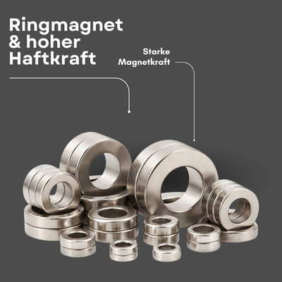 Sehr starke Neodym Ring Magnete Magnetring mit Bohrung Loch Günstig Mini Magnete