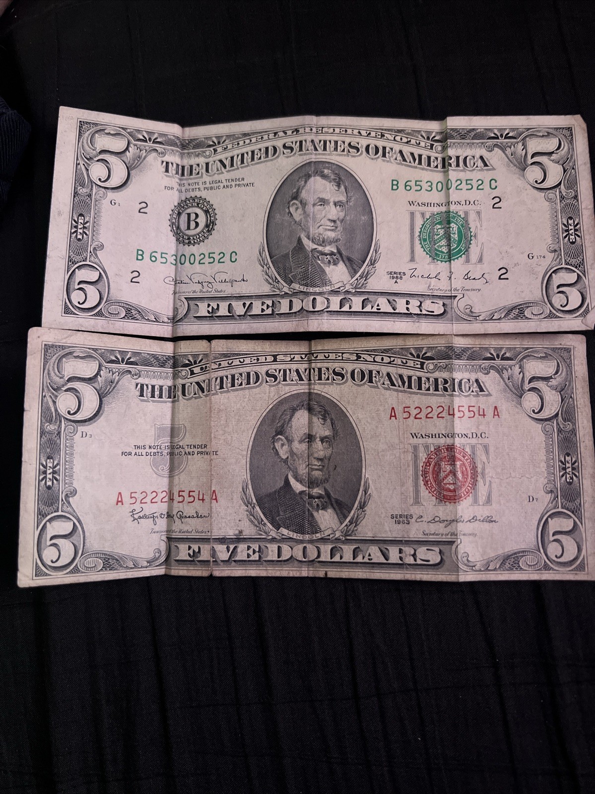 Billetes De 5 Dólares Clásicos, Año 1963- 1988