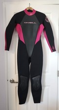 Women's Vintage Size 10 O'Neill Reactor Wetsuit Black  Pink 9433 Back Zip 3/2mm