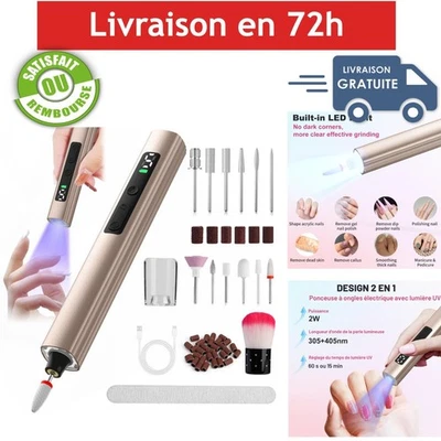 Ponceuse à ongles électrique PUGTOW UV rechargeable kit manucure pédicure - Photo 1/4