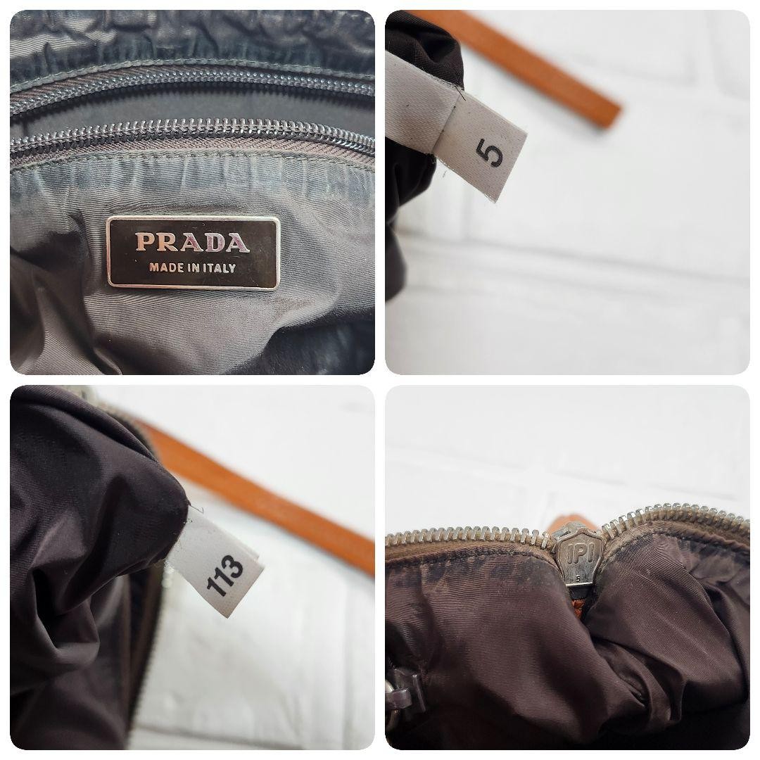 PRADA Beige Leather Triangular Plate Handbag Unis… - image 15