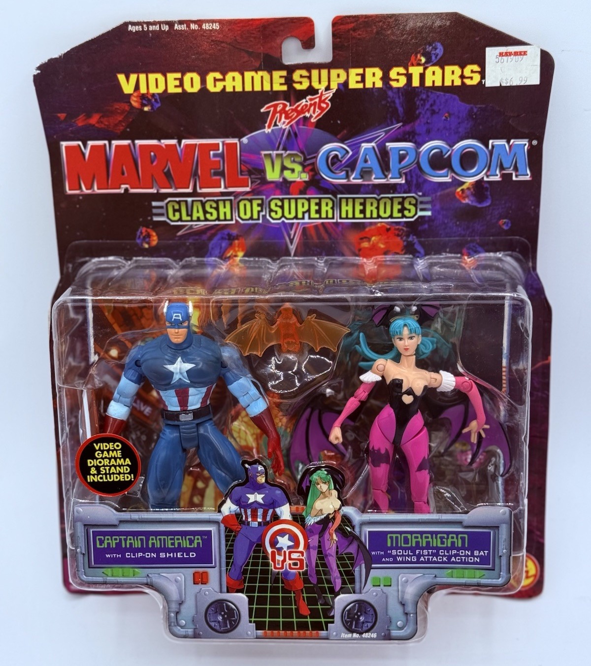 Video Game Super Stars Marvel Capcom Captain America vs Morrigan Figures NIB NEW