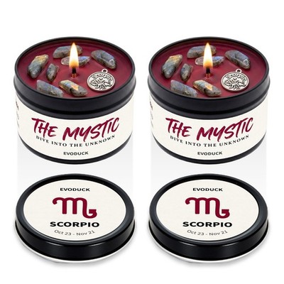 2 Pack Scorpio Zodiac Candle Crystal Soy Astrology Birthday Gift Manifestation