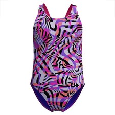 Speedo Leaderback Badeanzug mit Allover-Print Mädchen pink lila