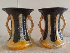 ANTIQUE PAIR DITMAR URBACH ALIENWARE LUSTRE VASES -1930s CZECH - ART NOUVEAU