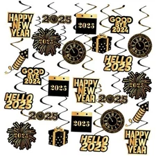  New Year Hanging Swirls Decorations - Pack of 30, No DIY | Large Cutouts 