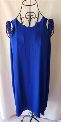 BCBG Maxazria Royal Blue Layered Mini Shift Dress Sz Large- MRSP $238-EXC 
