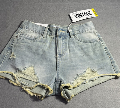 Refuge Denim Vintage Shorts Womens 3 Distressed High Rise Chelsea Rigid Denim