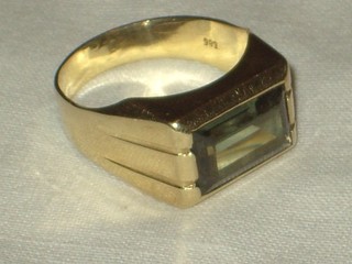 Anillo anillo de dedo anillo de hombre oro 585 joyería joyería auténtica piedra verde