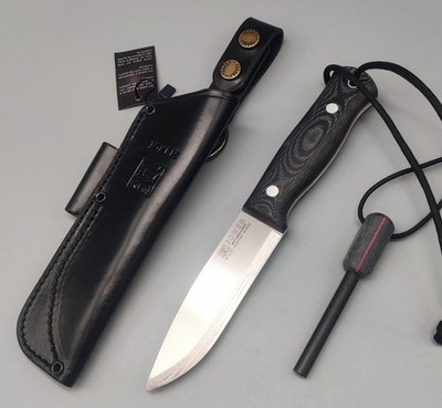 Joker Messer Scandi Bushlord Sleipner Stahl Micarta Lederscheide Feuerstarter