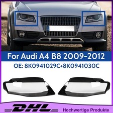 2x 8K0941029C Abdeckung Scheinwerferglas Vorne L+R Klar Für Audi A4 B8 09-12