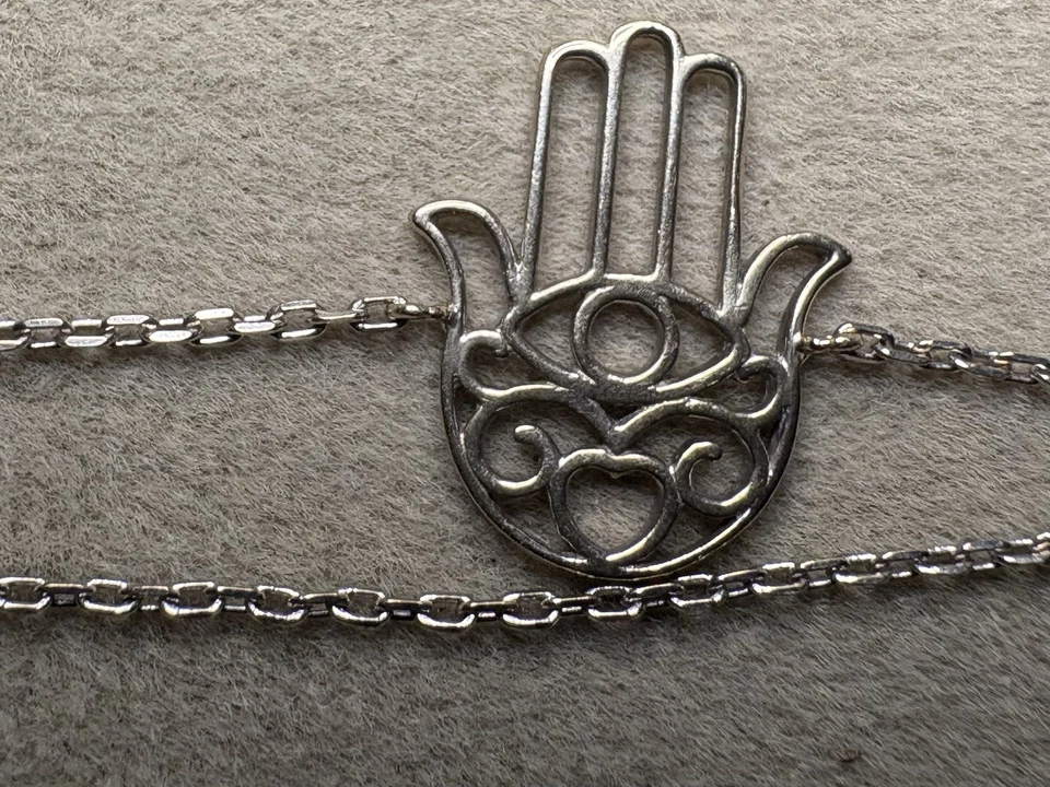 14k White Gold Hamsa 15mm Bracelet Adjustable 1.2G Amulet Rarities IMMD - Image 4 of 4