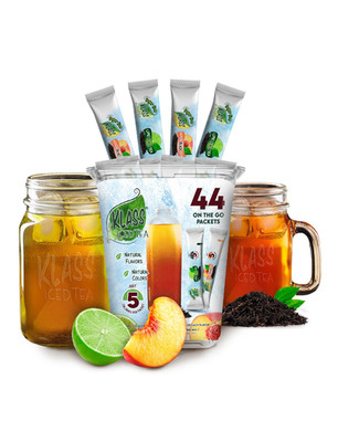 Klass Iced Tea Drink Mix - Sugar Free Variety Pack - Peach & Lime Black Tea On-T