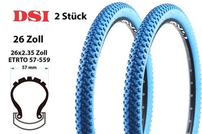 2 Stück 26 Zoll Fahrrad Reifen 26x2.35 Mountain Bike MTB 57-559 Blau